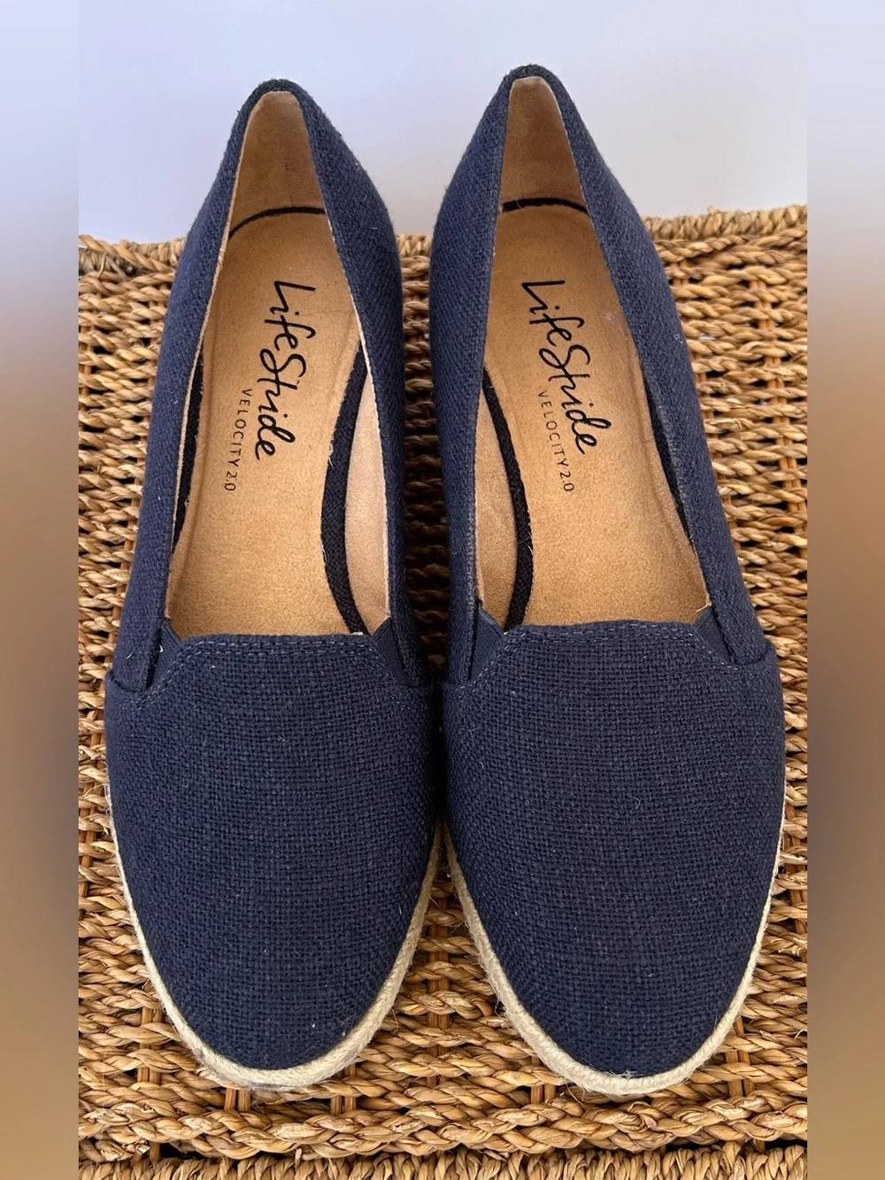 Life Stride Women’s Velocity 2.0 Kamilla Wedge Espadrilles Navy Size 7W